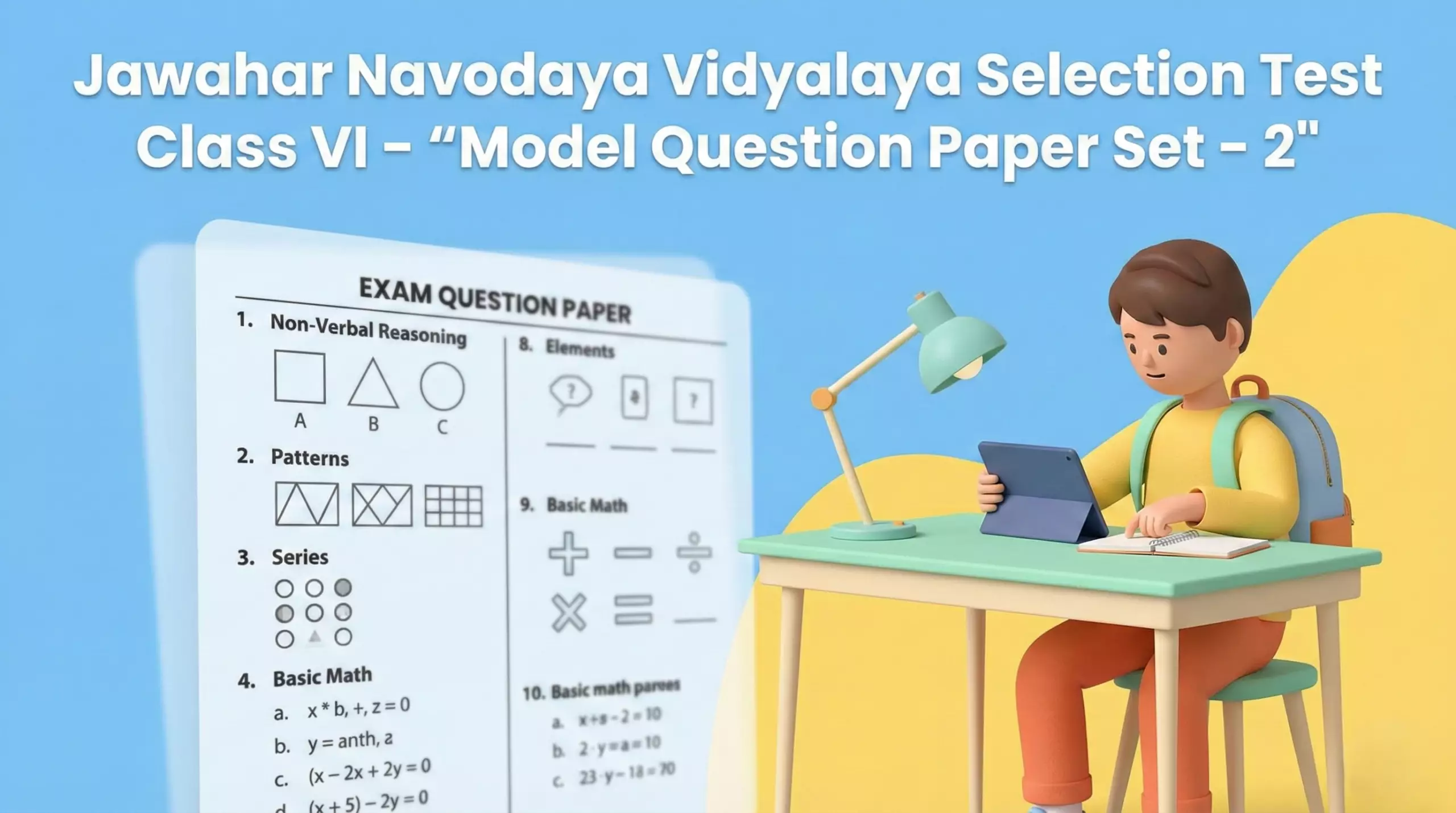 Jawahar Navodaya Vidyalaya Selection Test – Class VI | Model Question Paper Set – 2
